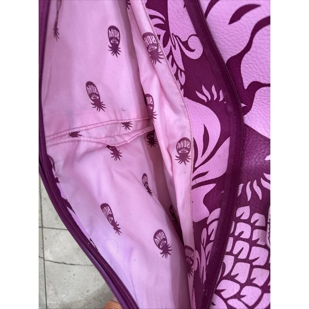 Vintage Roxy Hot Pink Tropical Floral Suitcase Y2K 90s Luggage Duffle Bag 22x12